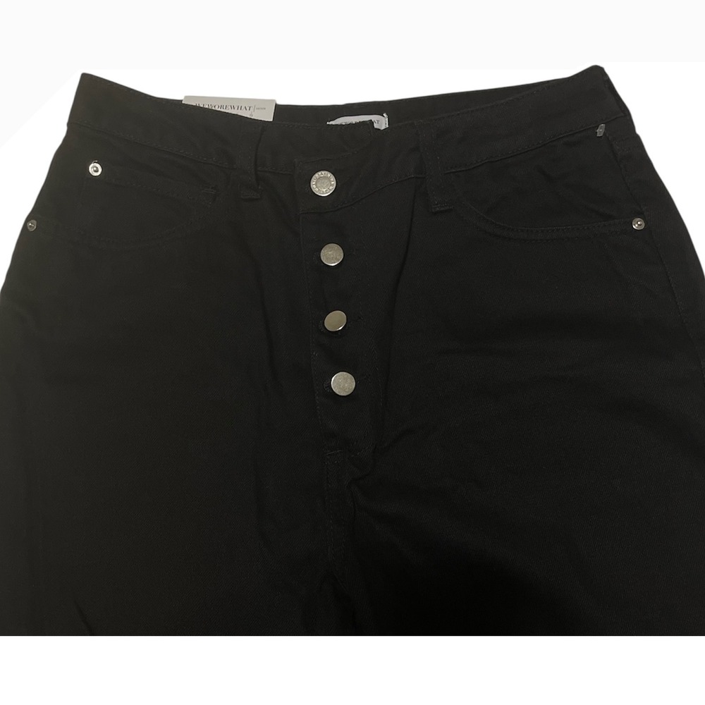 WeWoreWhat Crossover Straight Leg Jeans Button Fly High Waist Black Pant Size 28